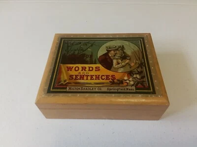 RARE Original 1860s Milton Bradley Words and Sentences Antique Scrabble Game USA - Image 1 of 4