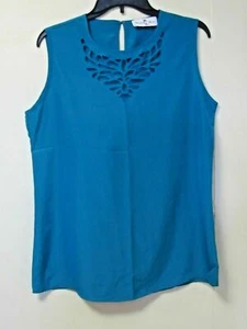 Countess Collection Woven Sleeveless Laser Cut Tank Top Size M - Picture 1 of 5
