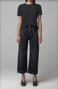 NWT Citizens of Humanity Sacha High Rise Wide Leg Jeans Denim Sz 27 In Black - Picture 1 of 4