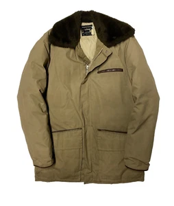 Browning Goose Down Jacket Mens 36 Small Brown Vintage Hunting Parka Canvas Fur - Picture 1 of 6