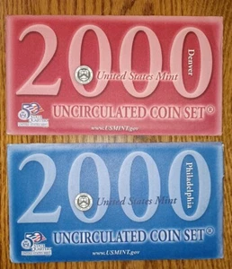 2000 US Mint Set 20 Coin Uncirculated Set Complete Philadelphia & Denver W/ OGP - Picture 1 of 2