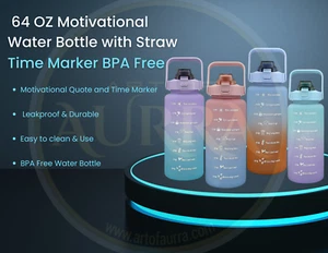 BPA-freie motivierende Wasserflasche mit Strohzeitmarke am besten für Fitnessstudio - Bild 1 von 10