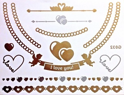 Flash una Volta Temporaneo Colla Tatuaggio Oro Argento 12teile Bracciale G32 - Immagine 1 di 4