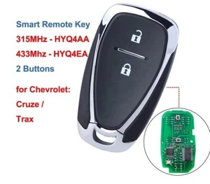 Smart Remote Car Key 2 Buttons 315MHz HYQ4AA /433Mhz HYQ4EA Chevrolet Cruze Trax - Picture 1 of 8