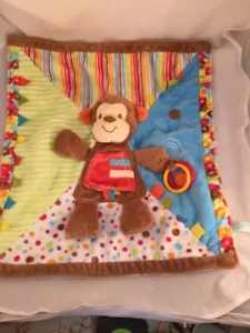 Douglas Monkey Taggies Security Blanket Rattle Mirror Activity Lovey Blankie - Picture 1 of 8