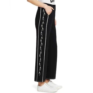 Cinq a Sept Black Tatum Western Embroidered Ankle Trousers Size 6 Floral Stripe - Picture 1 of 13