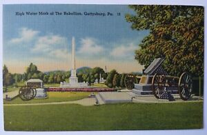 High Water Mark Monument of the Rebellion Gettysburg Pennsylvania Linen Postcard