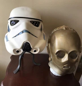 Vintage Star Wars Masks Storm trooper & 1977 C-3PO - Picture 1 of 16