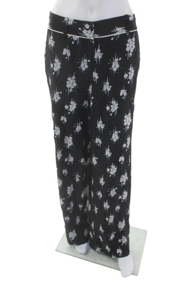 10 Pantalones acampanados florales de tiro medio negros talla 4 Crosby Derek Lam para mujer Foto 1 de 4
