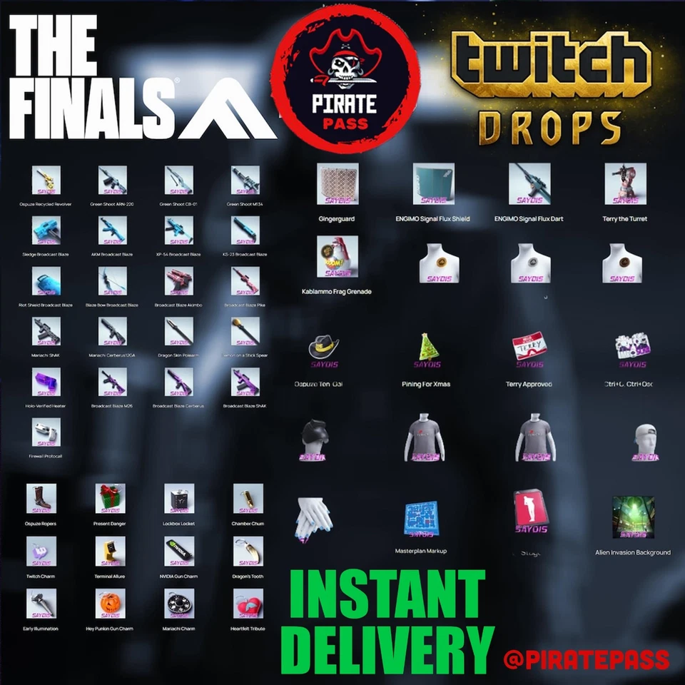 The Finals Twitch Drops ALL 68/68 Items - Weapons + Gadgets + Charms + More - Image 1 of 2