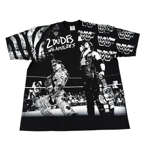 WWF 2 Dudes with Attitudes Diesel Shawn Michaels AOP T-Shirt Size XXL WWE - Picture 1 of 9