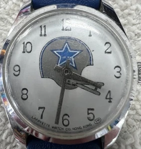 Dallas Cowboys RARE Vintage 1970's LAFAYETTE  NFL FOOTBALL HANDWIND WATCH AS IS - Picture 1 of 4
