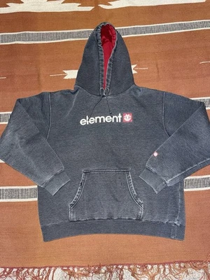 Sudadera con Capucha De Colección Y2K Element Desteñida Negra Tinta Brillante Patín Años 2000 Grunge Talla S/M Foto 1 de 4