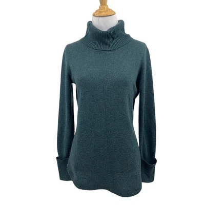 Mas Studio Sweater Womens XS Spruce Cashmere Turtleneck Cuffed Sleeve Pullover - Image 1 of 4