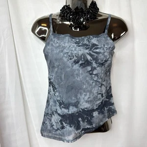 Cindy Cotton Grey Crinkled Micro Mesh Tank Top Y2K Goth Grunge Asymmetrical Hem - Picture 1 of 7