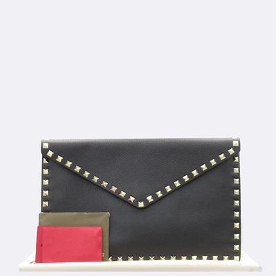 Bolso de Mano VALENTINO RW2P0P56VSH Color Negro Cuero Dorado Metal Bloqueo Sobre Foto 1 de 4