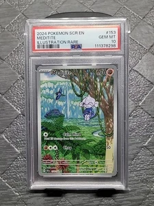 2024 POKEMON SCR EN-STELLAR CROWN ILLUSTRATION RARE #153 MEDITITE PSA 10 - Picture 1 of 2