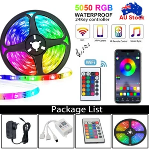 12V RGB LED Strip Lights IP65 Waterproof 5050 5M 24 40 44 Key LEDs USB Bluetooth - Picture 1 of 31