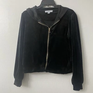 Magaschoni Y2K Velour Sweater S Bimbo Mcbling Grunge Full Zip Black - Picture 1 of 6