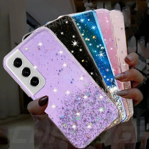 For Samsung S23 Ultra S22 Plus S21 S20 FE A54 A34 A52 Cover Clear Glitter Case - Picture 1 of 28