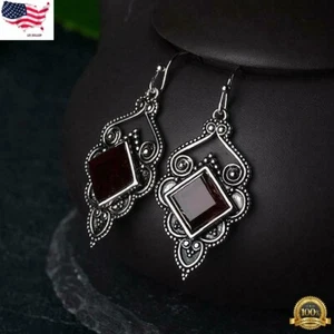 Boho Drop Earrings 925 Silver Plated Jewelry 1 Pair Simulated - Picture 1 of 5