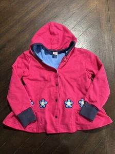 Vintage Copper Key Girl's Size 5-6 Pink Hooded Jacket Embroidered Flowers - Picture 1 of 6
