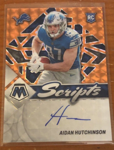 '22 Panini Mosaic ROY Lions Aidan Hutchinson ROOKIE SCRIPTS Autograph PRIZM!!