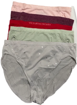 Calcinha Victoria Secret sem costura perna alta 5 pares feminina GG estrelas básicas - Imagem 1 de 3