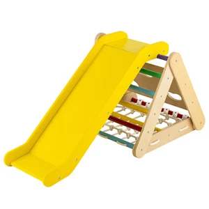 Wooden Climbing Toys Set Triangle Climber w/ Sliding Ramp Multi-color - Picture 1 of 8