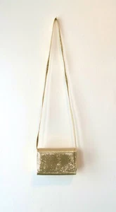 Gold Whiting Davis Chainmail Small Long Strap Shoulder Bag Purse 90s - Picture 1 of 9
