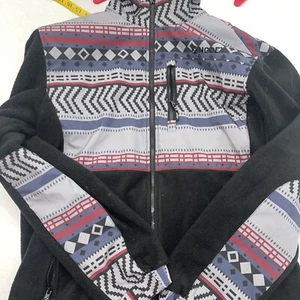 HOOey Men’s Lightweight Fleece Tech Jacket with Pockets Black/blue Aztec XXL Cc7 - Picture 1 of 11