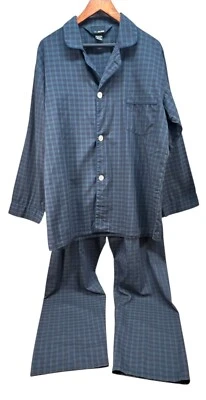 Conjunto de pijama vintage Bill Blass para hombre tejido M algodón azul verde a cuadros Foto 1 de 4
