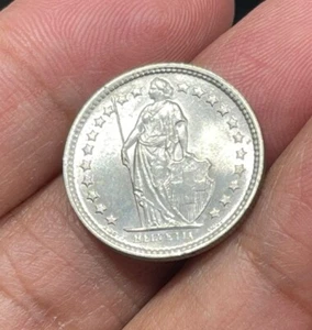 1963 Switzerland 1/2 Franc Silver Coin Excellent BU Condition - Picture 1 of 4