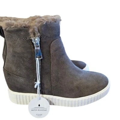 Botas femininas Steven by Steve Madden Bamby cinza escuro NOVAS forradas de pele tamanho 6 - Imagem 1 de 4