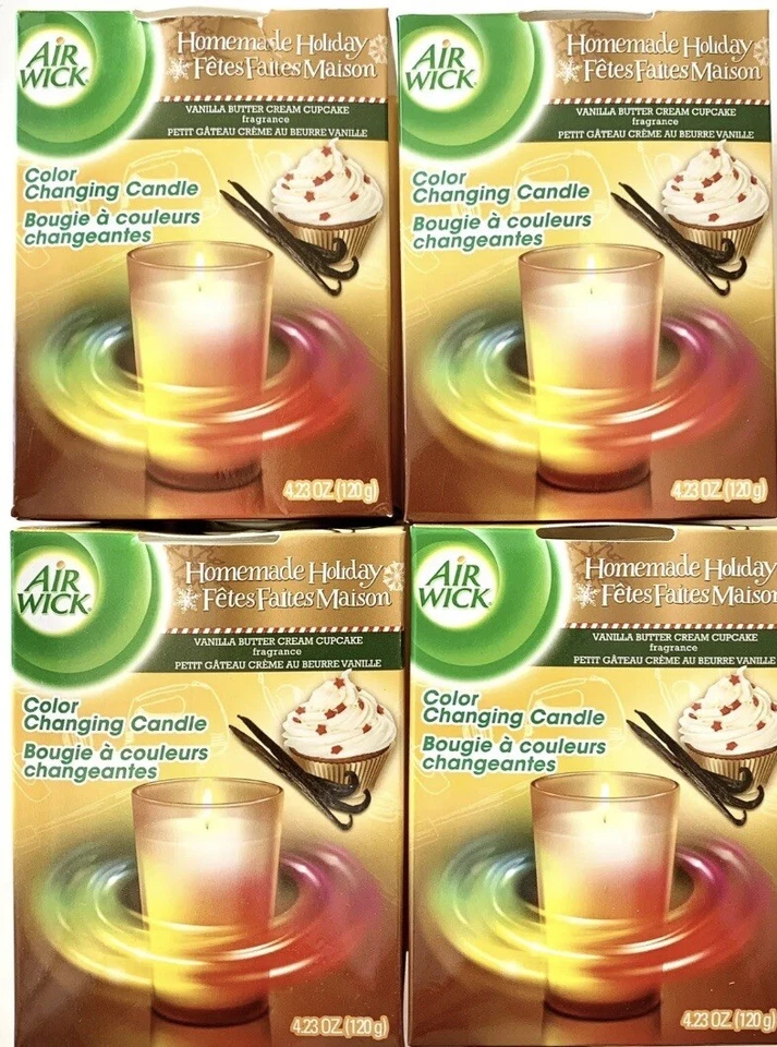 4x Mecha de Aire Vela Cambiante de Color Mantequilla de Vainilla Crema Cupcake Vacaciones Perfumado Foto 1 de 1