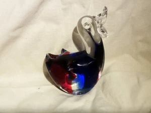 Glass Red, White, Blue Duck/Goose Figurine Paperweight - Picture 1 of 7
