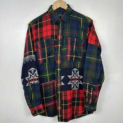 Polo Ralph Lauren Patchwork Over Shirt, Flanel, Check Aztec Plaid, Mens Large - Image 1 of 4