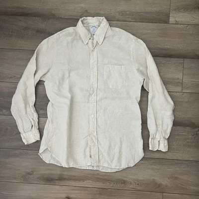 Camisa Hombre Brooks Brothers Regent Colección 1818 L Beige 100% Lino Foto 1 de 4