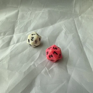 Holmes Dice TSR d20 Polyhedral 2pc Die Set D&D Top Secret Boot Hill Pink White - Picture 1 of 6