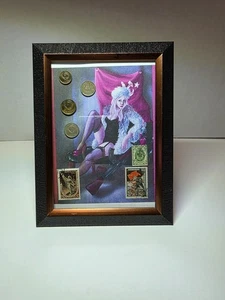 Vintage Soviet Pin-Up Art w/ USSR Coins & Stamps – Cold War Communist Decor - Picture 1 of 6