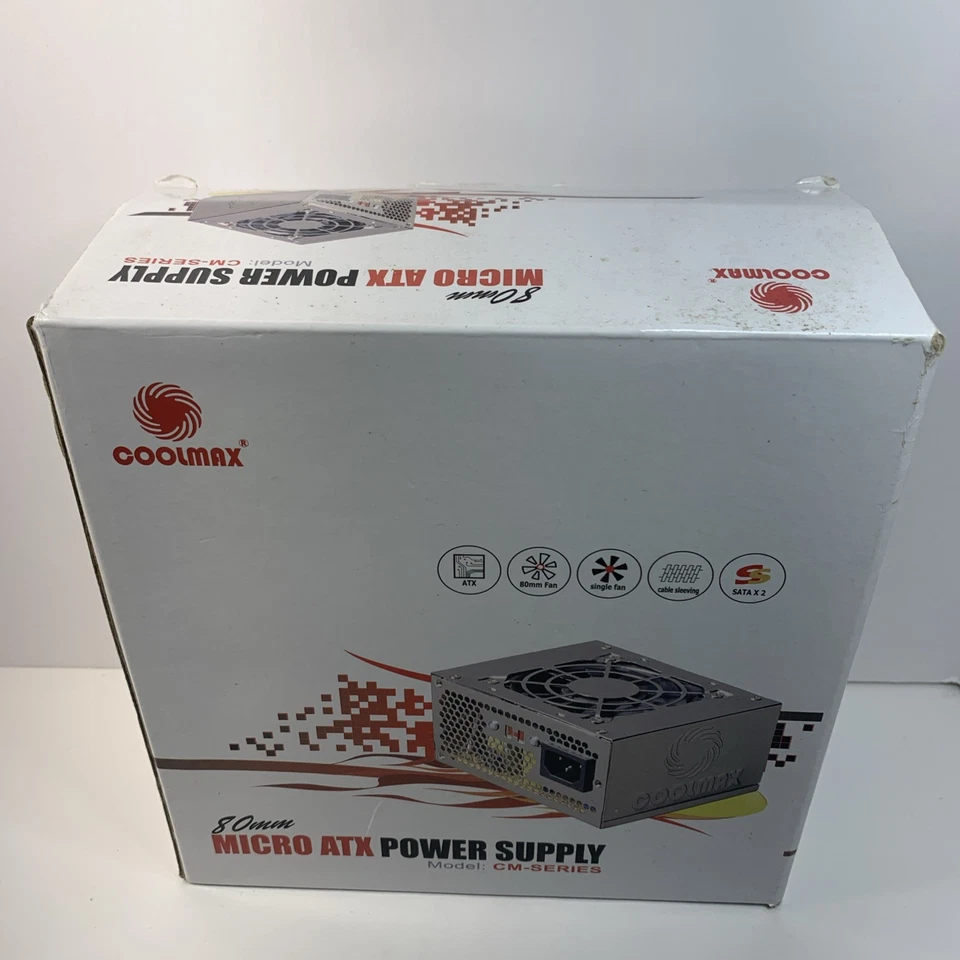 CoolMax CM-SERIES 300 Watt 80mm Micro ATX Power Supply CM-300 Series Never Used - Image 1 of 4
