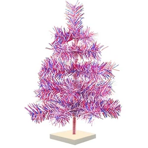 4th of July Tree Firework Tinsel Christmas Tree Red, White, & Blue 18in - Picture 1 of 5