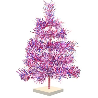 4th of July Tree Firework Tinsel Christmas Tree Red, White, & Blue 18in - Image 1 of 4