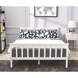 Pine Wooden 4FT6 Double Bed Frame Solid Slatted Bedframe Bedroom Furniture - Picture 1 of 19