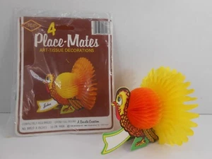 A Beistle Collection Paket 4 Place Mates 1981 Thanksgiving Die Cut Turkey - Bild 1 von 11