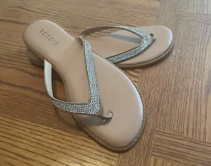 Torrid Womens Flip Flop Sandals Size 6.5 WW Nude with Rhinestones - Picture 1 of 5