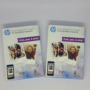 2 HP Sticky-Backed Photo Paper Social Media Snapshots, 4" x 5", 25ct New - Picture 1 of 2