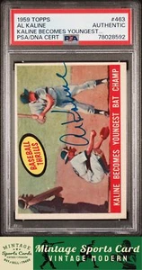 1959 Topps - Kaline Becomes Youngest - Auto #463 Tigers PSA DNA Authentic - Picture 1 of 2