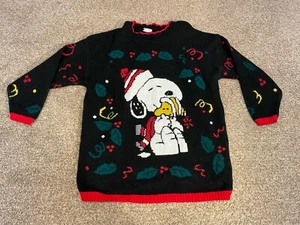 Snoopy and Friends Strick Weihnachten Woodstock Pullover Unisex Medium USA Vintage - Bild 1 von 6