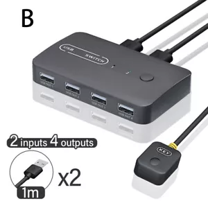 USB KVM Switch Box USB 2.0 Switcher 2x4/4X4 For Computer Keyboard Mouse Printer - Picture 1 of 18